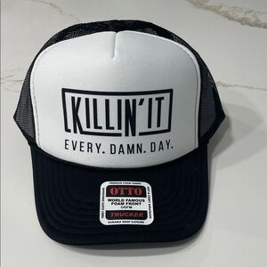 KILLIN IT EVERY DAMN DAY Black and White Trucker Hat